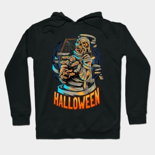 halloween egypt mummy comes out coffin Hoodie